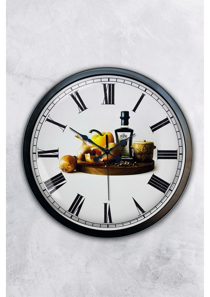 40 cm Siyah Metal Mutfak Duvar Saati