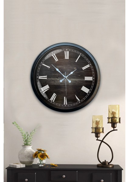 40 cm Siyah Metal Ahşap Roma Rakamlı Duvar Saati indirimleri