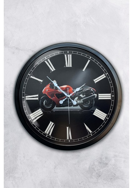 40 cm Siyah Metal Motorsiklet Duvar Saati