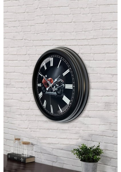 40 cm Siyah Metal Motorsiklet Duvar Saati fırsatları
