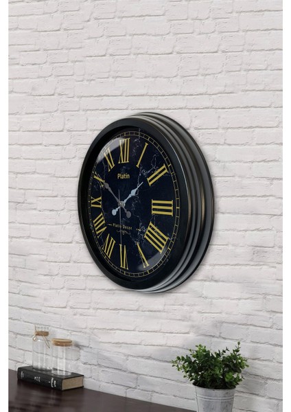 40 cm Siyah Metal Sarı Roma Rakamlı Duvar Saati fırsatları