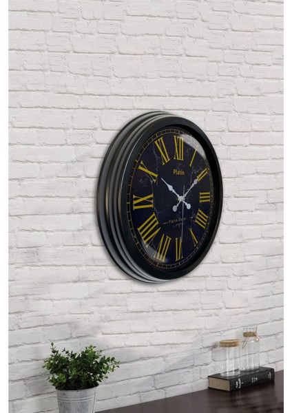 40 cm Siyah Metal Sarı Roma Rakamlı Duvar Saati indirimleri