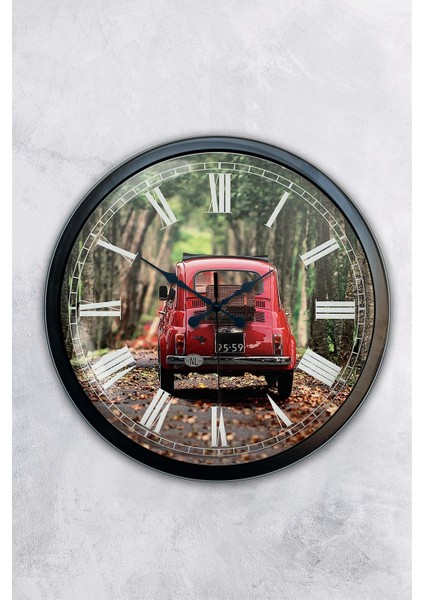 40 cm Siyah Metal Fiat 500 Duvar Saati