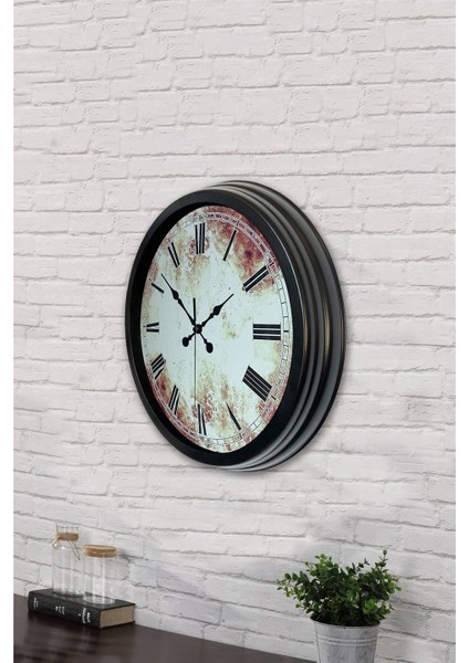 40 cm Siyah Metal Eskitme Duvar Saati fırsatları