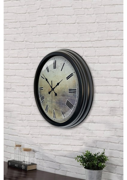 40 cm Siyah Metal Eskitme Duvar Saati fırsatları