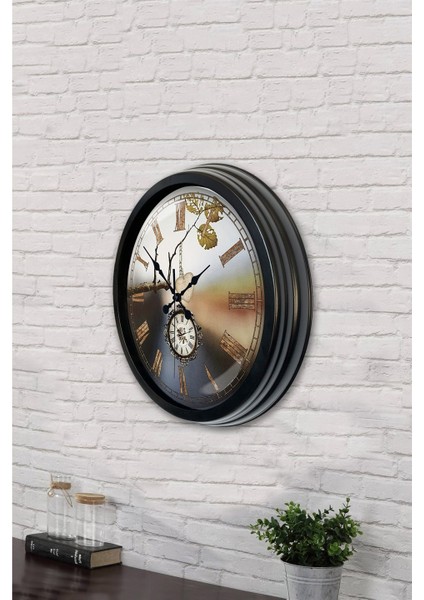 40 cm Siyah Metal Köstek Duvar Saati fırsatları