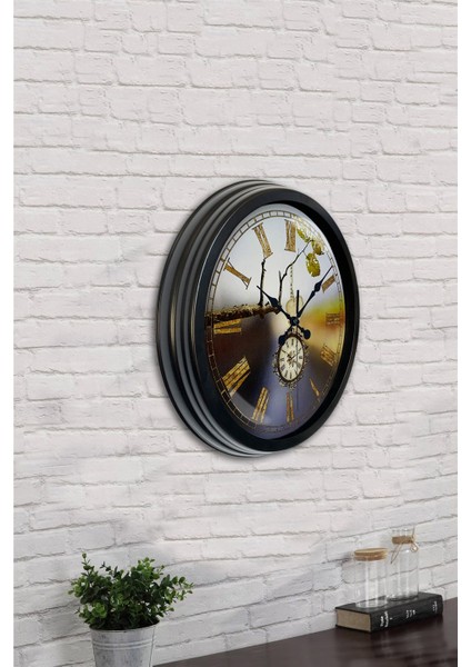 40 cm Siyah Metal Köstek Duvar Saati indirimleri