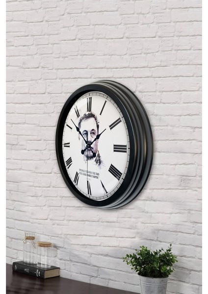 40 cm Siyah Metal Elon Musk Duvar Saati fırsatları