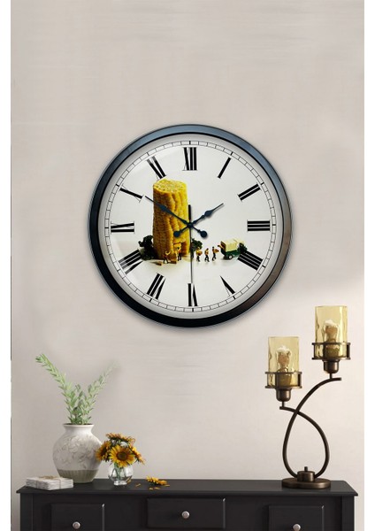 40 cm Siyah Metal Mısır Duvar Saati