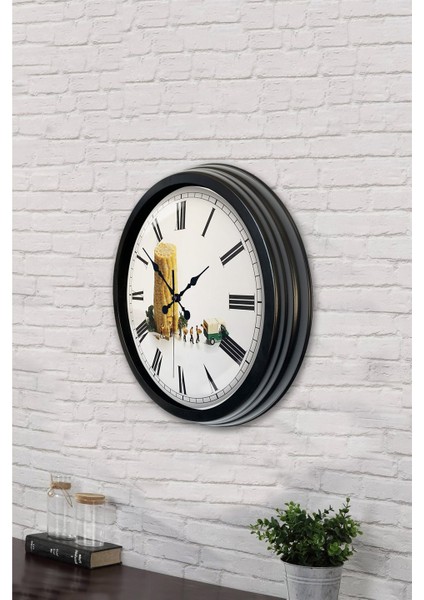 40 cm Siyah Metal Mısır Duvar Saati