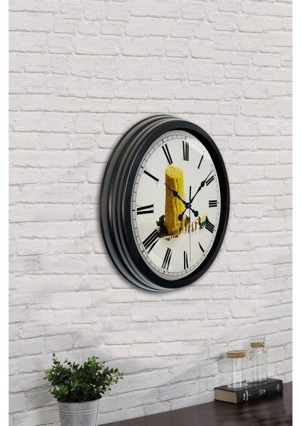 40 cm Siyah Metal Mısır Duvar Saati