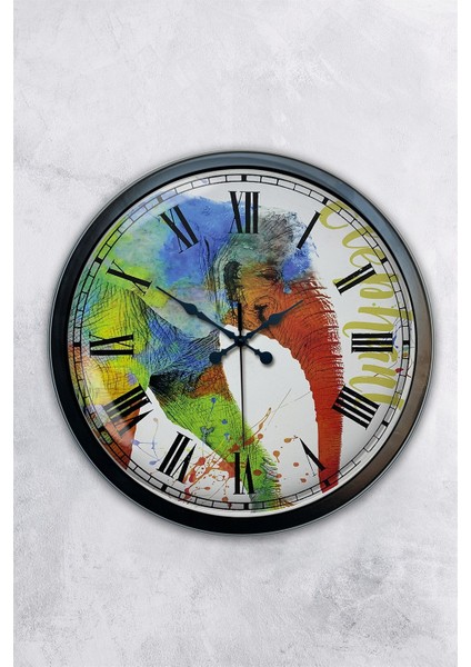 40 cm Siyah Metal Rengarenk Duvar Saati