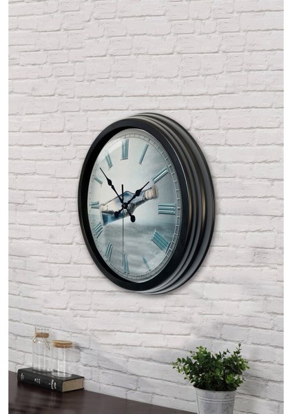 40 cm Siyah Metal Kayıp Duvar Saati