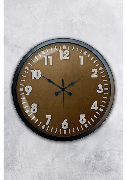 40 cm Siyah Metal Kahverengi Duvar Saati