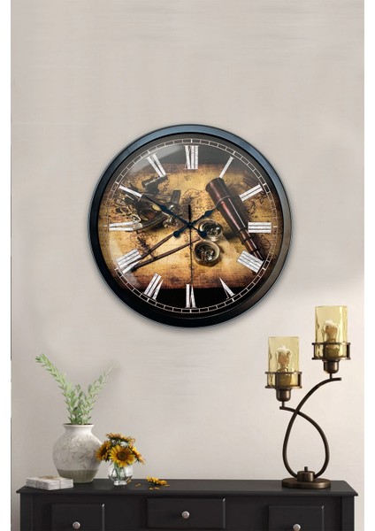 40 cm Siyah Metal Kaşif Duvar Saati fiyatları