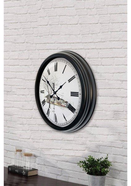 40 cm Siyah Metal Eski Ev Duvar Saati fırsatları