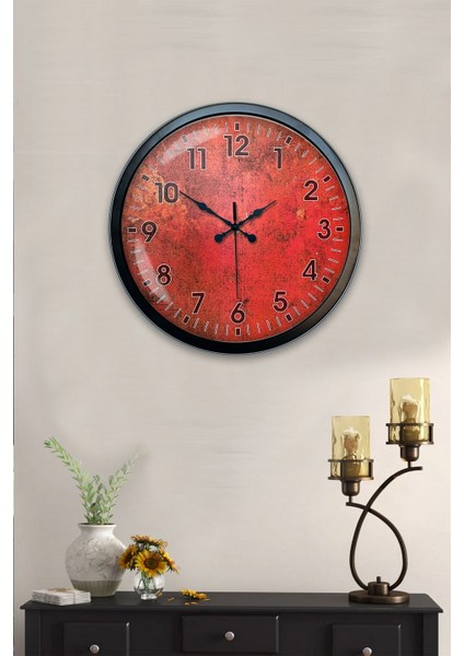 40 cm Siyah Metal Retro Red Duvar Saati