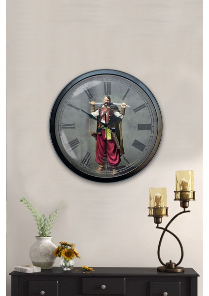 40 cm Siyah Metal Yeniçeri Osmanlı Duvar Saati fiyatları