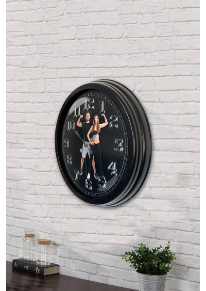 40 cm Siyah Metal Fitness Duvar Saati modelleri