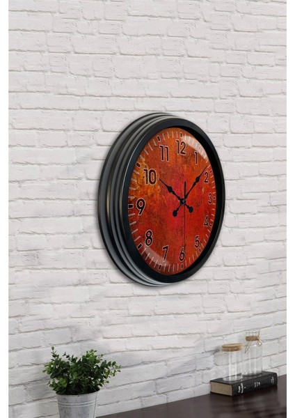 40 cm Siyah Metal Retro Red Duvar Saati