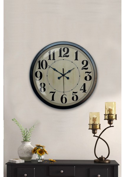 40 cm Siyah Metal Retro Duvar Saati