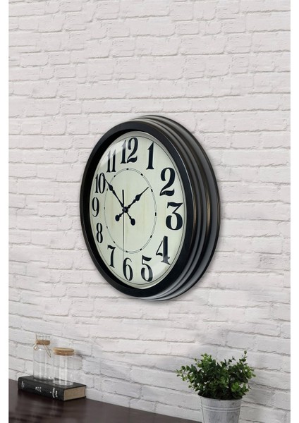 40 cm Siyah Metal Retro Duvar Saati