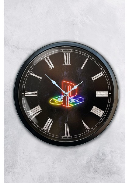 40 cm Siyah Metal Playstation Duvar Saati