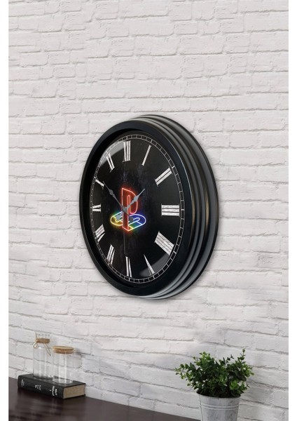 40 cm Siyah Metal Playstation Duvar Saati modelleri