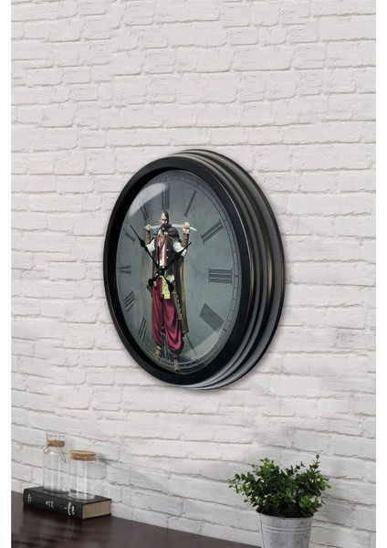 40 cm Siyah Metal Yeniçeri Osmanlı Duvar Saati modelleri