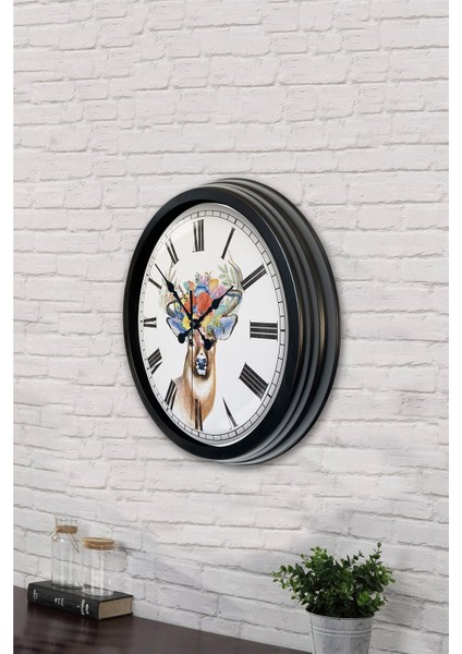 40 cm Siyah Metal Geyik Duvar Saati fırsatları