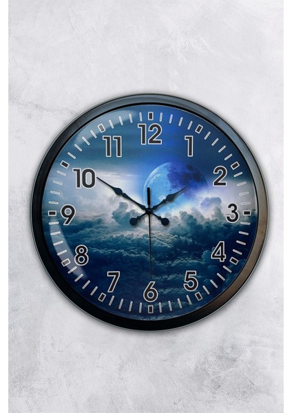 40 cm Siyah Metal Bulutların Üstünde Duvar Saati
