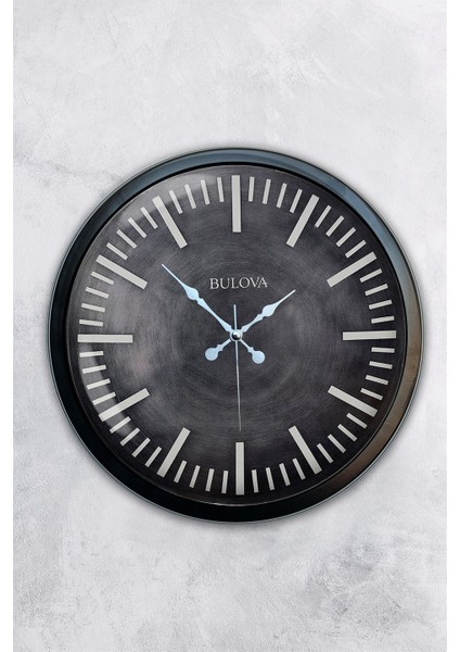 40 cm Siyah Metal Bulova Duvar Saati