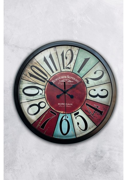 40 cm Siyah Metal Bordeaux Duvar Saati