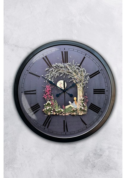 40 cm Siyah Metal Ay Duvar Saati