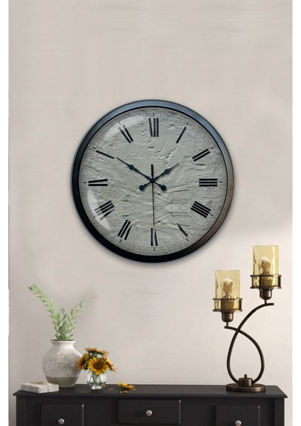 40 cm Siyah Metal Taş Görünümlü Duvar Saati