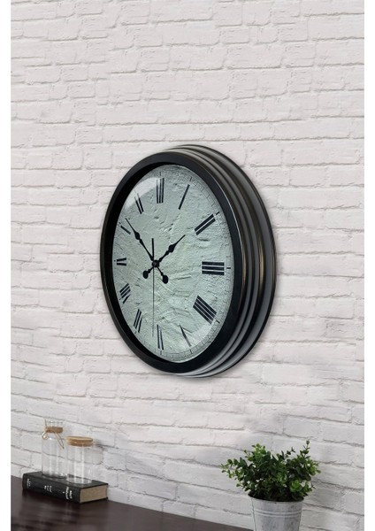 40 cm Siyah Metal Taş Görünümlü Duvar Saati