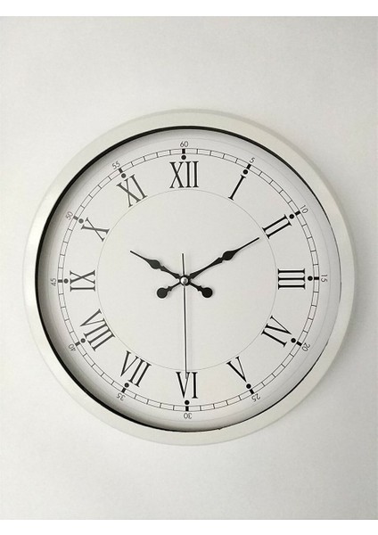 40 cm Siyah-Beyaz Renk Metal Retro Dekoratif Hediyelik Duvar Saati
