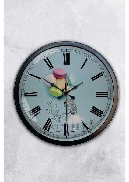 40 cm Siyah Metal Makaron Duvar Saati