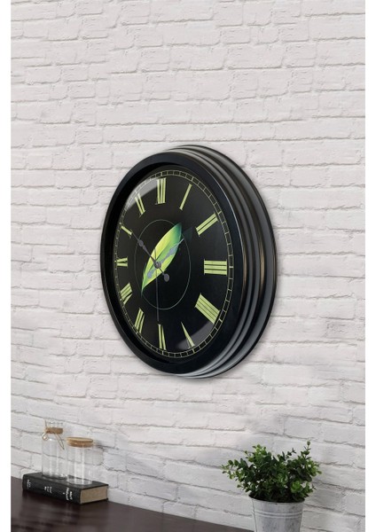 40 cm Siyah Metal Yaprak Duvar Saati