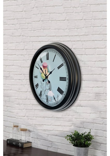 40 cm Siyah Metal Makaron Duvar Saati modelleri