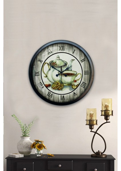 40 cm Siyah Metal Çaydanlık Mutfak Duvar Saati fiyatları