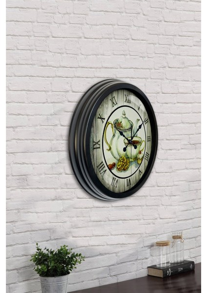 40 cm Siyah Metal Çaydanlık Mutfak Duvar Saati indirimleri