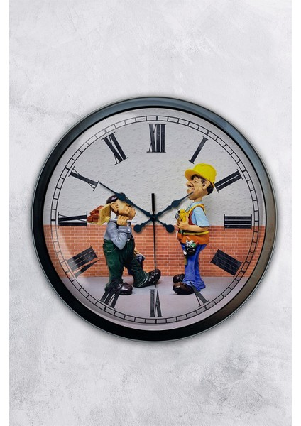 40 cm Siyah Metal Inşaat Duvar Saati
