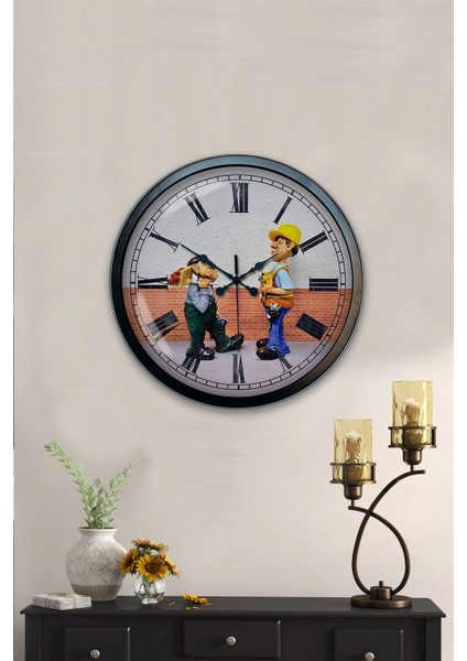 40 cm Siyah Metal Inşaat Duvar Saati fiyatları