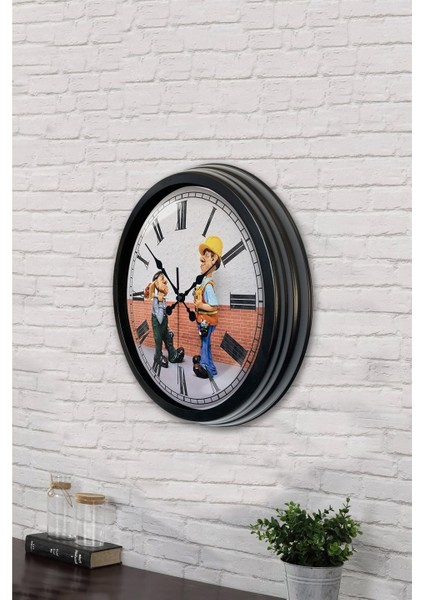 40 cm Siyah Metal Inşaat Duvar Saati fırsatları
