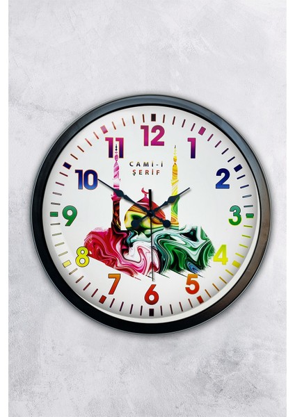 40 cm Siyah Metal Cami Şerif Duvar Saati