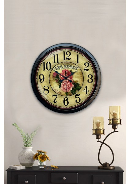 40 cm Siyah Metal Gül Duvar Saati fiyatları