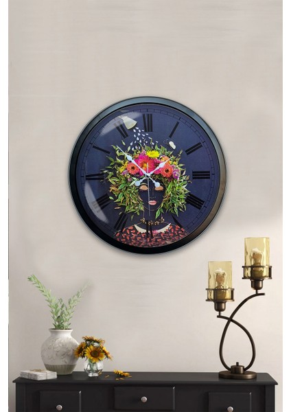 40 cm Siyah Metal Flowers Duvar Saati fiyatları