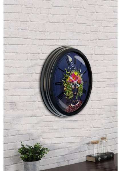 40 cm Siyah Metal Flowers Duvar Saati indirimleri