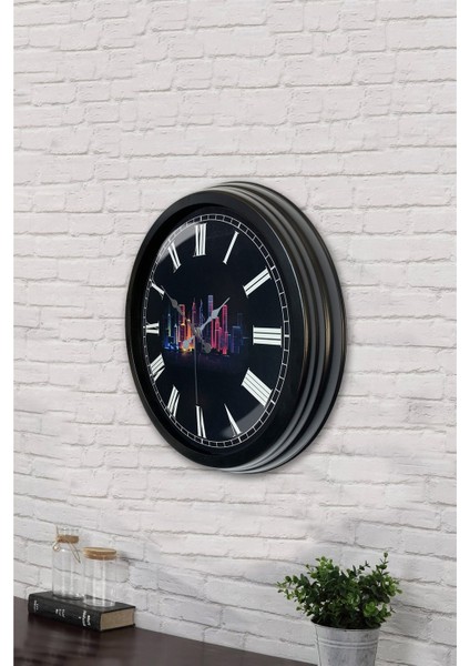 40 cm Siyah Metal Gökdelenler Duvar Saati fırsatları